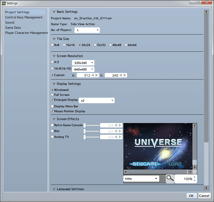 Settings Menu  Pixel Game Maker MV Help